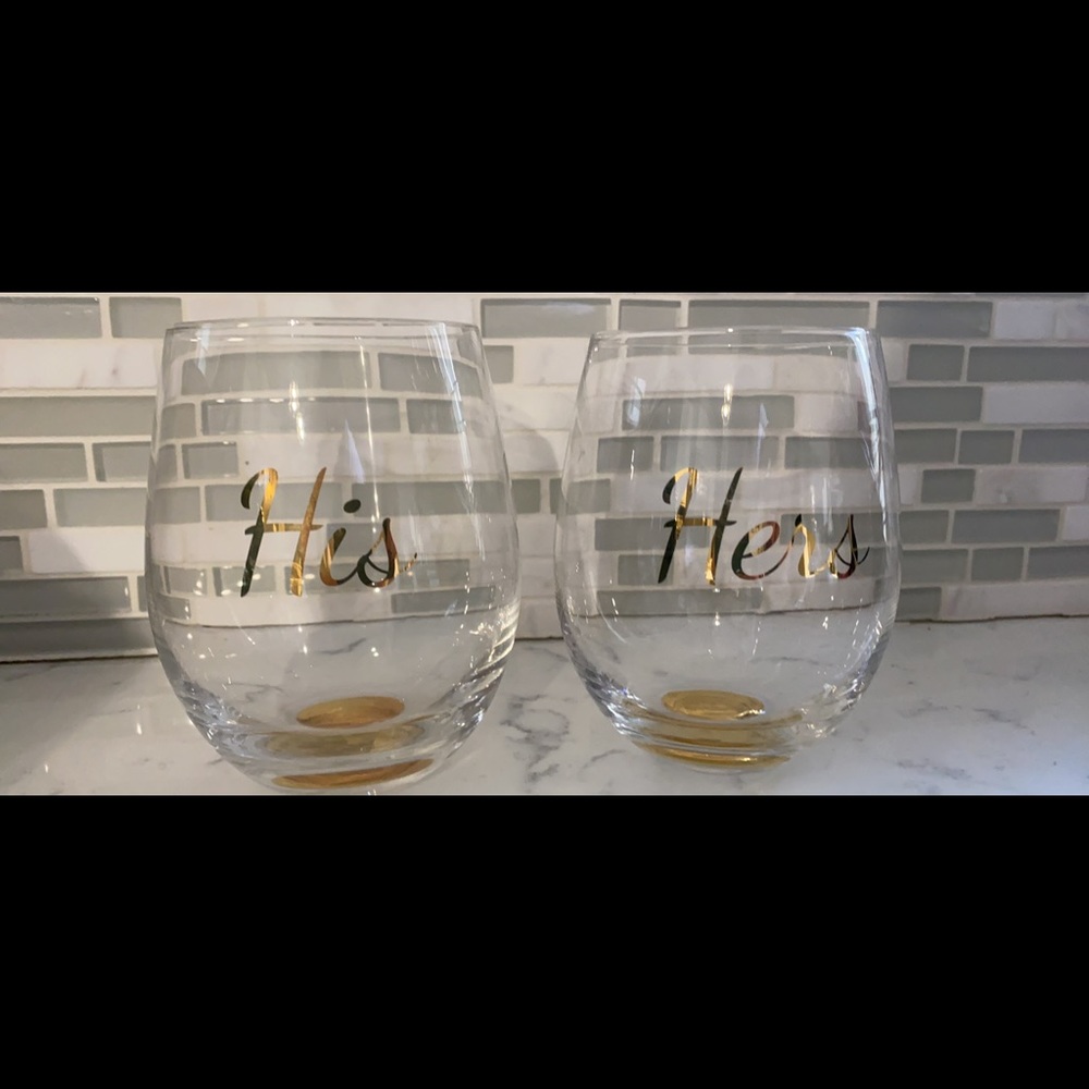 His & hers stemless wine glasses